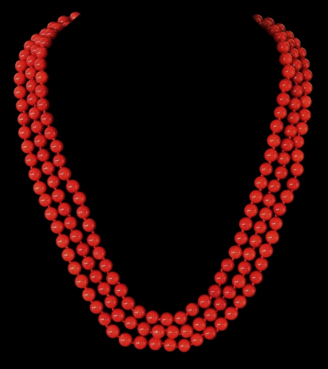 Red Coral Triple row necklace